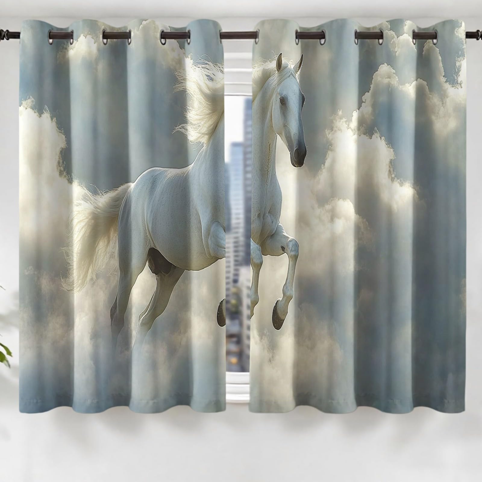 Rideaux Occultants Thermiques Lot de 2, 140L X 175H cm Nuage Animal Isolation Thermique, pour Salon Chambre Balcon Cuisine
