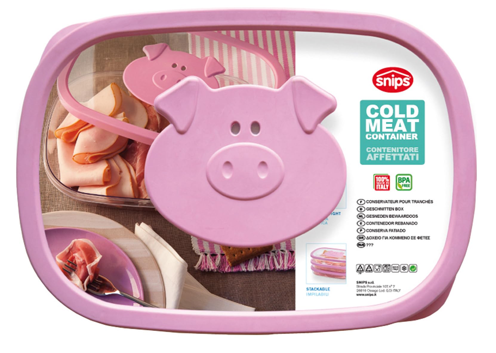 Boîte Conservation Snips 1,5L Rectangulaire - Pour Charcuterie Et Fromage | Made In Italy Rose