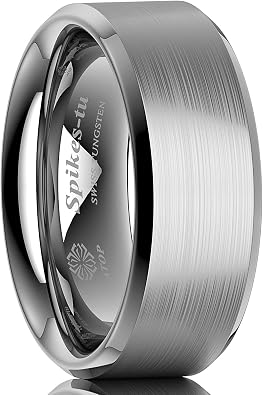 ATOP 8Mm Silver Wedding Band for Men Tungsten Carbide Ring Classic Brushed Comfort Fit Male Bridal Engagement Ring