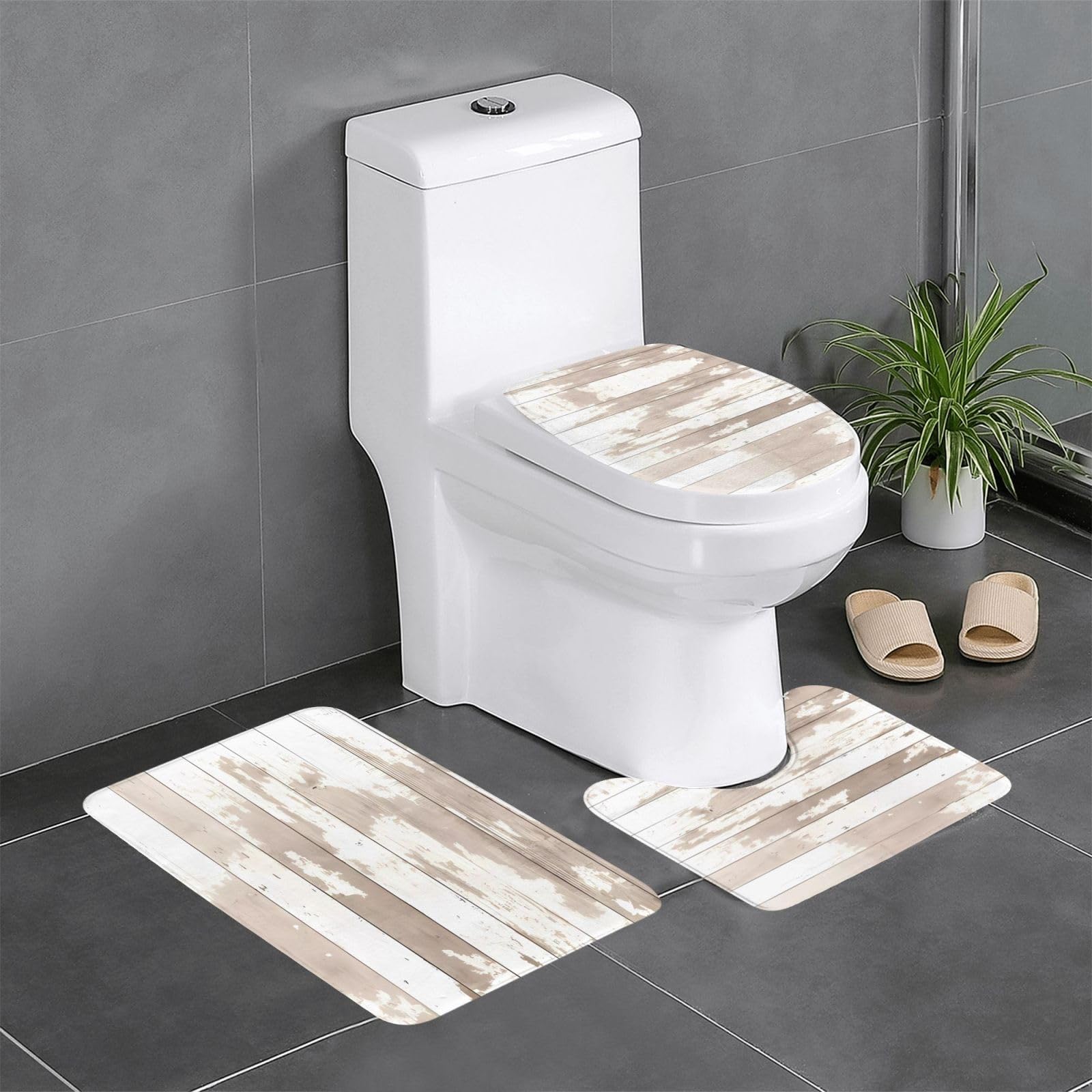 Alfombras de baño rústicas madera de granero 24x16 absorbentes juego de 3 suaves