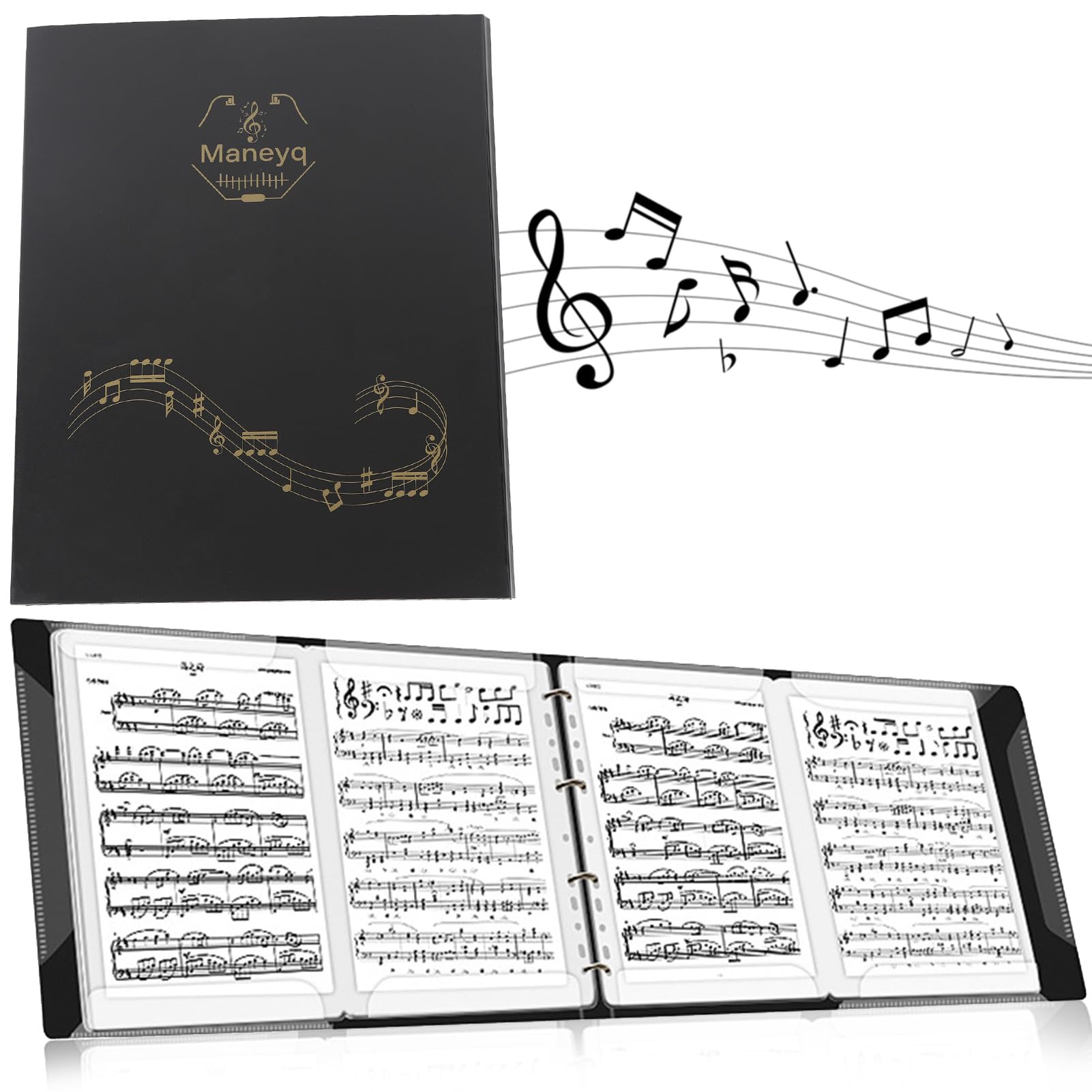 Classeur pour Partitions A4, Classeur de Piano Extensible Détachable de 4 Pages en Feuilles Capacité de 52 Pages Support de Rangement pour Écriture Dessin Modification Stockage Fichier