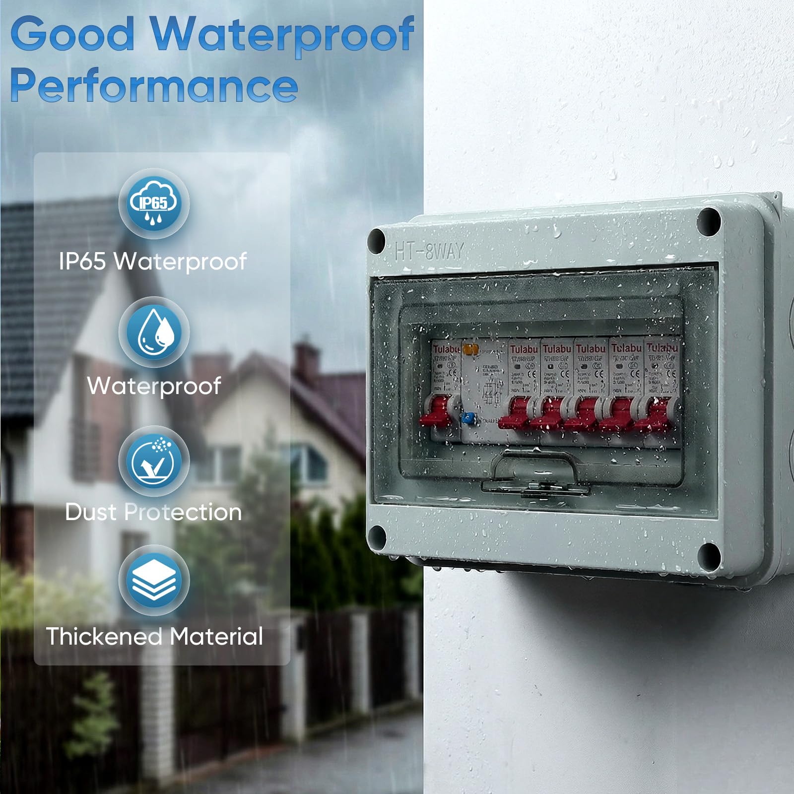 Scatola Elettrica da Esterno IP65, con 5 Vie Interruttore Dell'aria 3x16 A+20A+32A, Impermeabile Quadro Elettrico 63A, Scatola dei fusibili a parete per Essere Utilizzato All'interno e All'esterno
