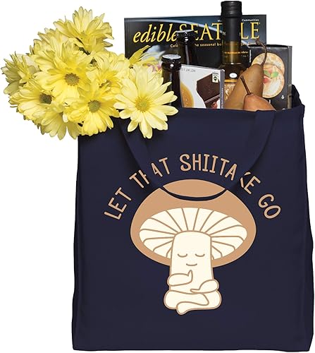 Miniatura 3 de UGP Campus Apparel Let That Shiitake Go - Bolsa de lona reutilizable con diseño de hongos de meditación