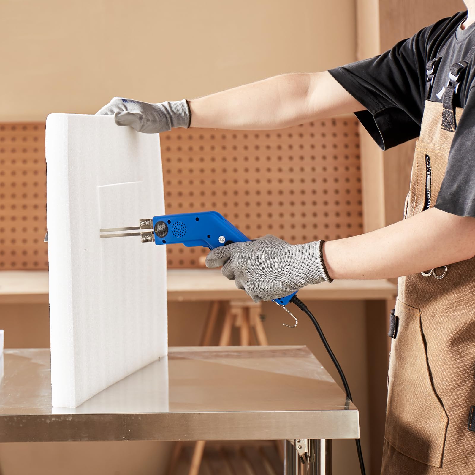 VEVOR Styroporschneider, 200 W Styrocutter, 50-500 °C Einstellbarer Schaumstoffschneider mit 150 mm & 200 mm Schneidklingen für KT-Platten, Polyethylen, Schwamm, Gummi – Werkzeugkasten enthalten