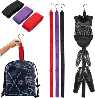 3Pcs Hockey Hanger Portable Hanging Dryig Rack Hockey with Storage Bag Gifts for Home and Outdoor Using in Ice Hockey Skating Football Camping Fishing 5 Hooks (Mixer Color)