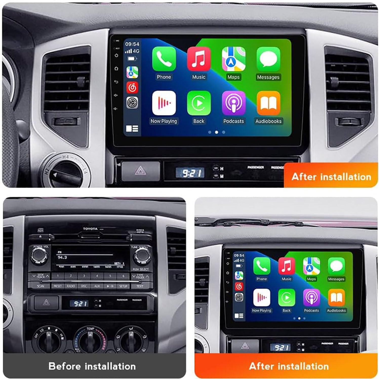 DUDUAUTO DUDU3 Car Radio for Toyota Tacoma Hilux 2005-2013 Stereo Update 8-Core 4GB+64GB 9" Carplay & Android Auto Head Unit w/DIY Wallpaper Custom Layout Touch Screen for Navigation,Music,Radio