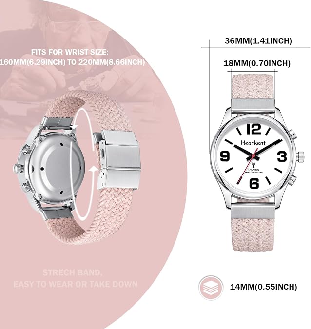 Hearkent Talking Watch for Visually Impaired and Seniors Large Numbers, Voice Watch for Blind and Elderly, Talking Watch with Clear American Accent