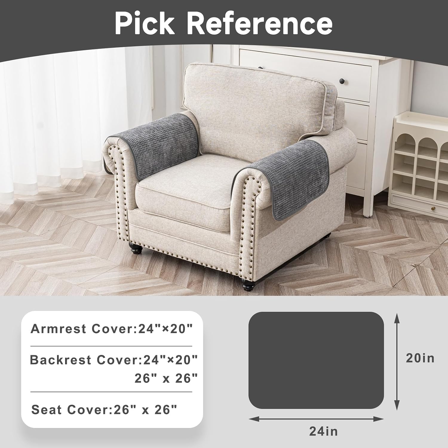 Couch Arm Covers, Sofa Arm Cover, Waterproof Armrest Covers, Anti-Slip Pet Proof Armrest Protectors for Couch Loveseat Armchair Headrest, Arm Chair Covers Set of 2