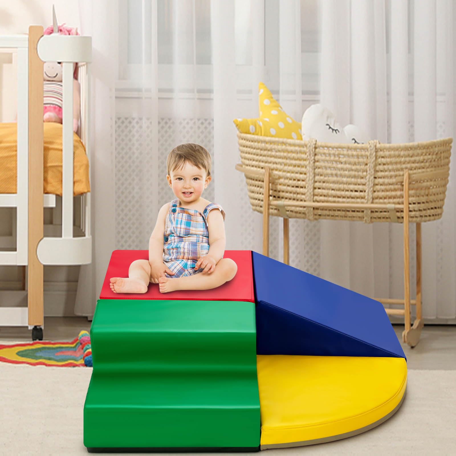 LIFEZEAL 4 Stück Schaumstoffbausteine für Kinder, Softbausteine Baby zum Klettern, Riesenbausteine Mehrfarbig, Spielbausteine Anti-rutsch & Wasserdicht, Großbausteine für Kinderzimmer (Stil 1)