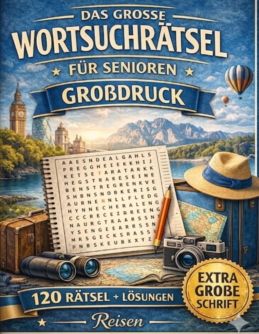 XXL Wortsuchrätsel für Senioren - Reisen Buch Großdruck: 120 inspirierende Rätsel für Erwachsene - Große Schrift, leicht lesbar, fördert Gedächtnis ... (MindPuzzle Themenwelt für Senioren)