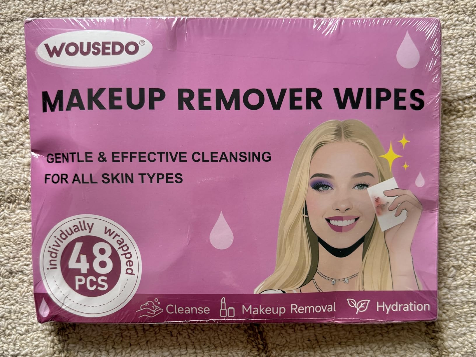 WOUSEDO Makeup Remover Wipes 300 Count, Bulk Gentle Cleansing Facial Towelettes, Individually Wrapped Travel Size,Alcohol-Free & Hypoallergenic for All Skin Types