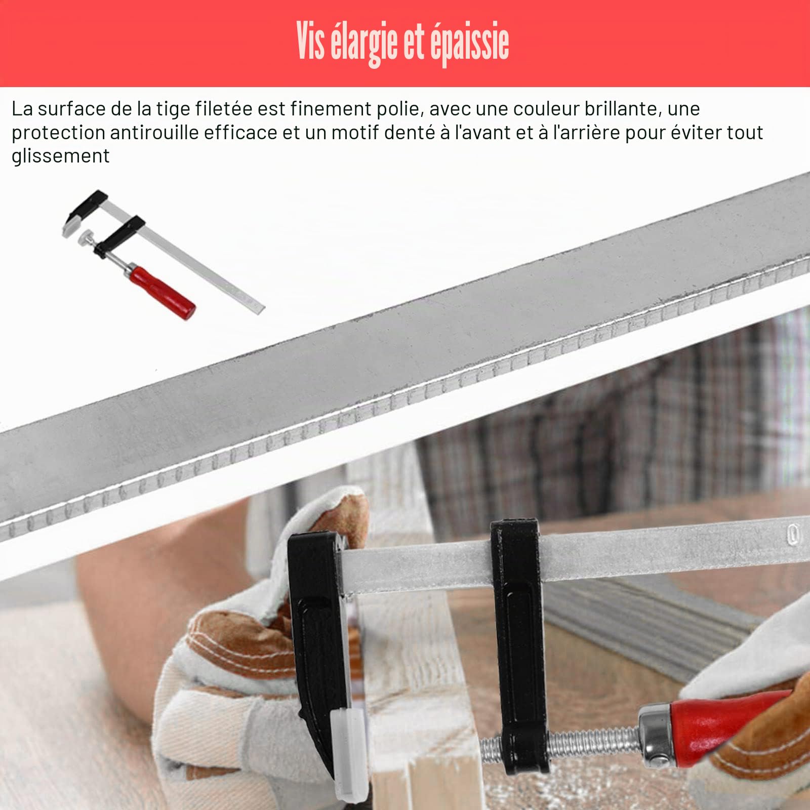 Serre Joint, Jeu de Serre-joint à une Main Légers 10 Pièces avec Libération Rapide, Largeur de Serrage 150/200/300mm, Profondeur de Serrage 50 mm
