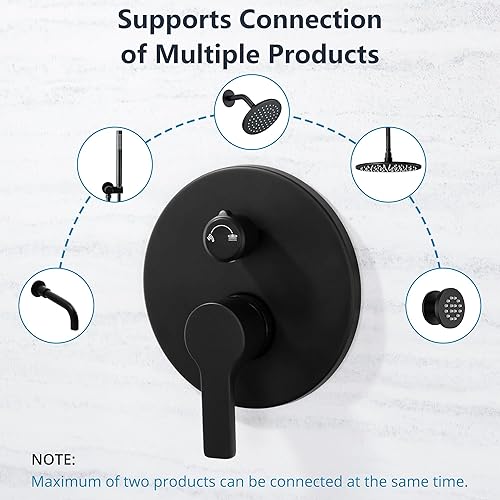 Miniatura 21 de Kit de válvula de ducha con mango de ducha para baño, montaje en pared, válvulas de control de ducha redondas de 1 vía de función única, rosca Mate