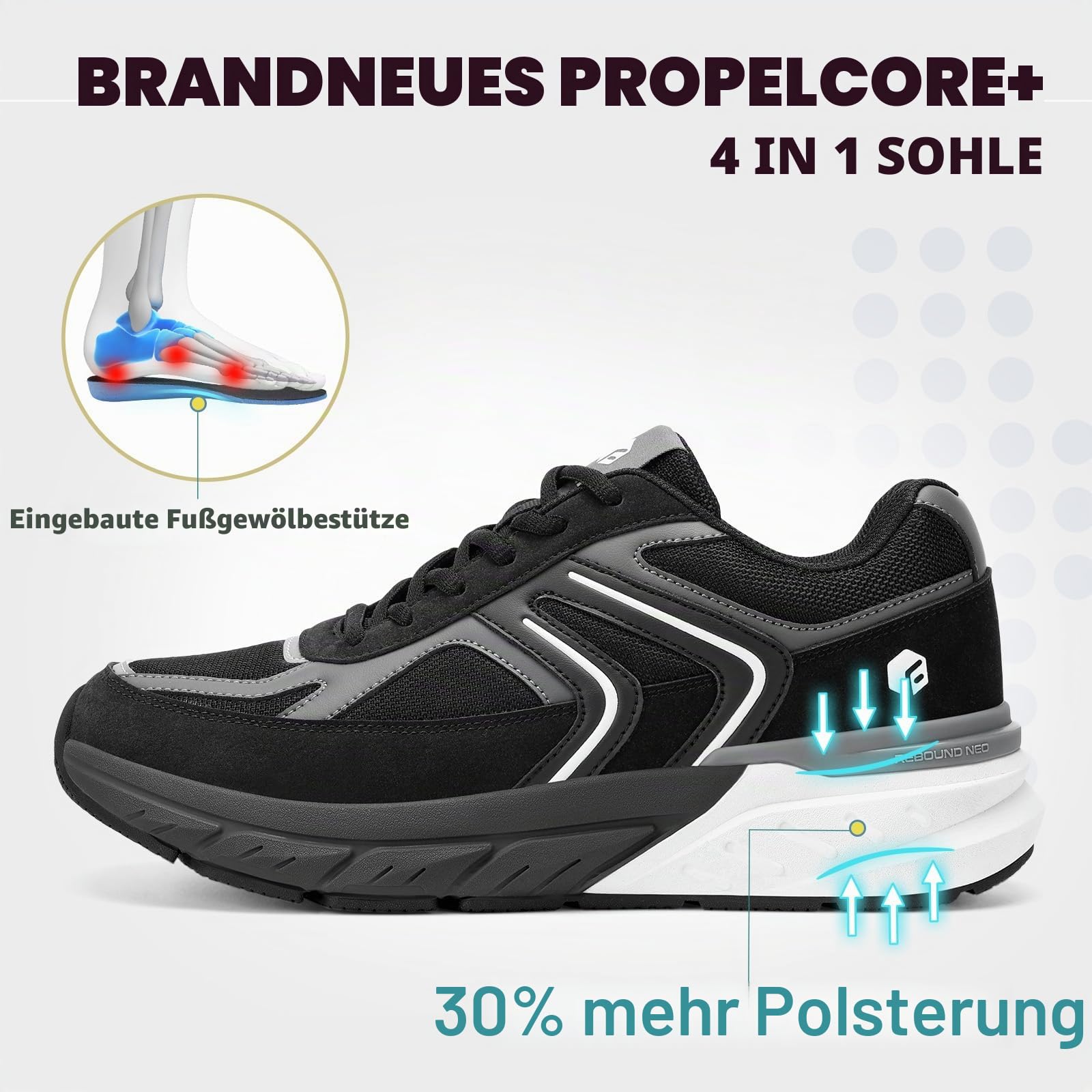 FitVille Sneaker Herren Extra Weit Laufschuhe Dämpfung Sportschuhe Atmungsaktiv Running Shoes Outdoor Joggingschuhe Straßenlaufschuhe rutschfest Turnschuhe Schuhe Breite Füße