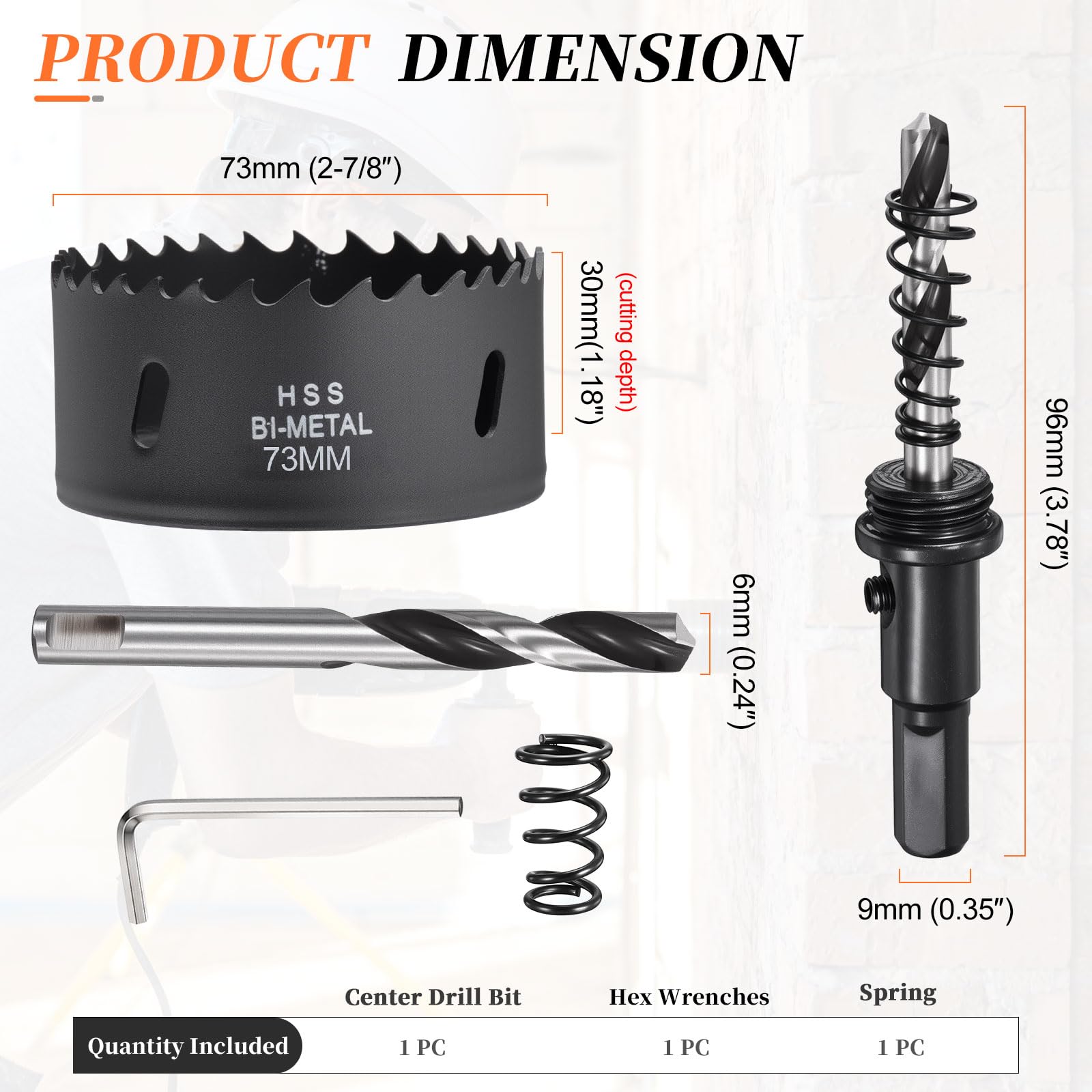 METALLIXITY Bi-Metal Hole Saw 2-7/8", M42 HSS Circular Head 73mm Hole Cutter with Center Drill Bit - Image 2
