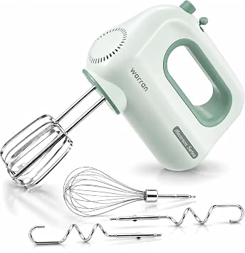 300W Compact Lightweight Electric Hand Mixer, with Powerful Quiet DC Motor for Baking, Cake, Brownies, Cookie Dough, Ideal for Home Kitchen Green
