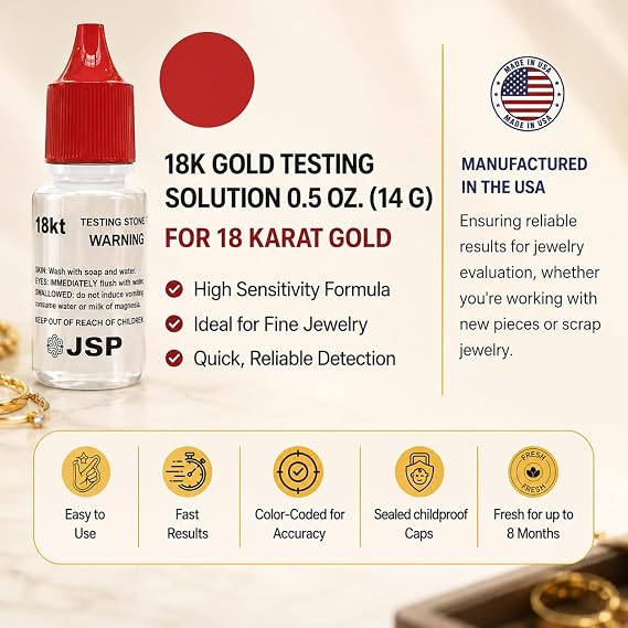 Gemtone Gold Testing Kit, 18K Purity Testing Solution, 6 Bottles, Jewelry and Precious Metal Analysis
