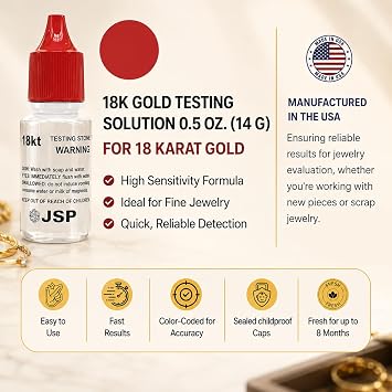 Gemtone Gold Testing Kit, 18K Purity Testing Solution, 6 Bottles, Jewelry and Precious Metal Analysis