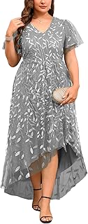 Plus Size 0X-4X Sequin Embroidery Formal Long Dress Glitter Side Slit A Line Dresses Prom Wedding Evening Gown