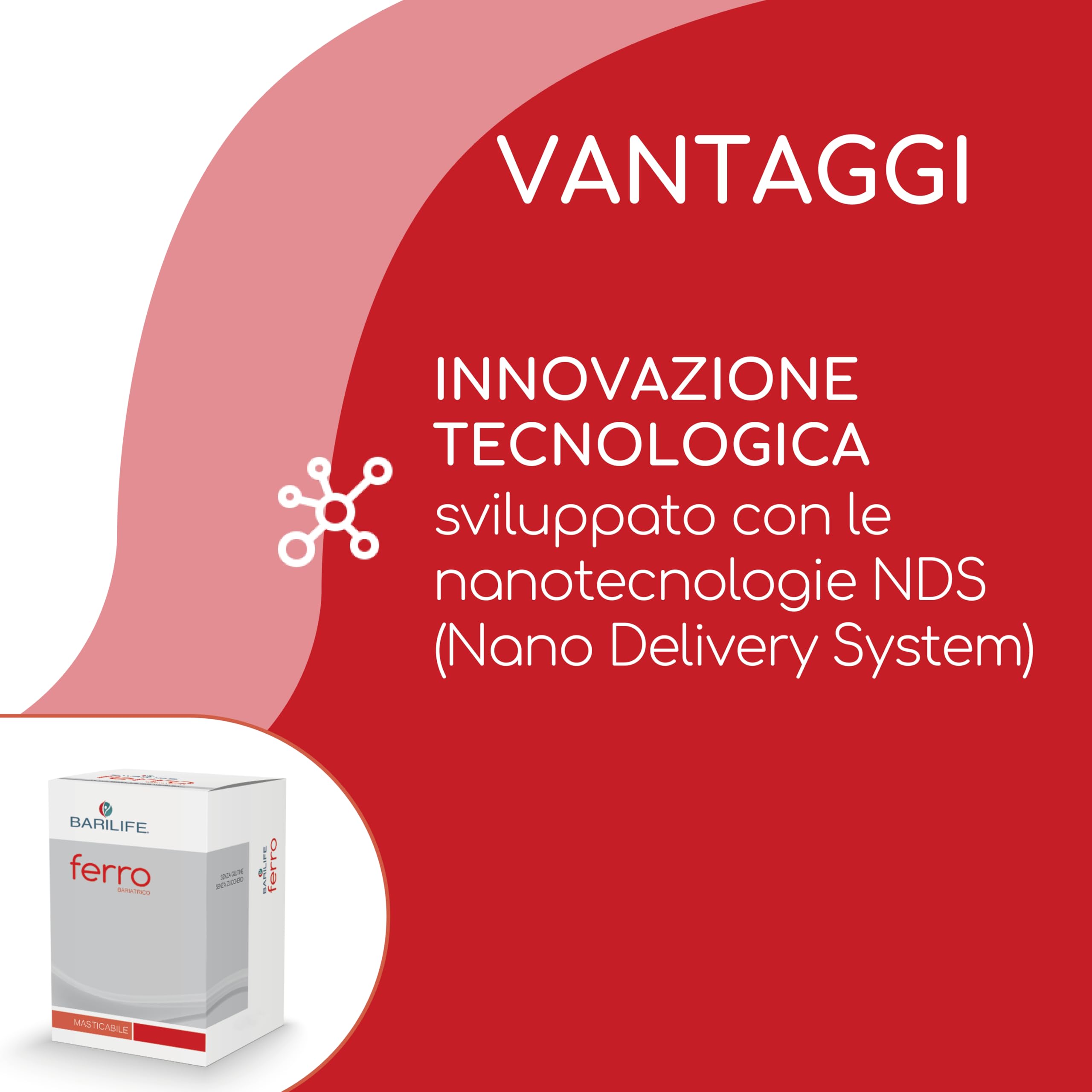 Barilife - Ferro - Integratore di Ferro Microincapsulato con Acido Folico, Vitamina C e Rame - Compresse al Gusto Fragola-Lampone, Senza Glutine e Zuccheri