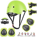 DaCool Kids Bike Helmet Skateboard Knee Pads - Toddler Helmet Adjustable for 3~10yrs Girls Boys Child Kids Protective Gear Set for Sport Cycling Bike Roller Skating Scooter,Green