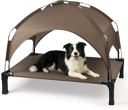 Elevated Dog Bed with Removable Canopy, Sun Protection Shade Tent Dog Cot