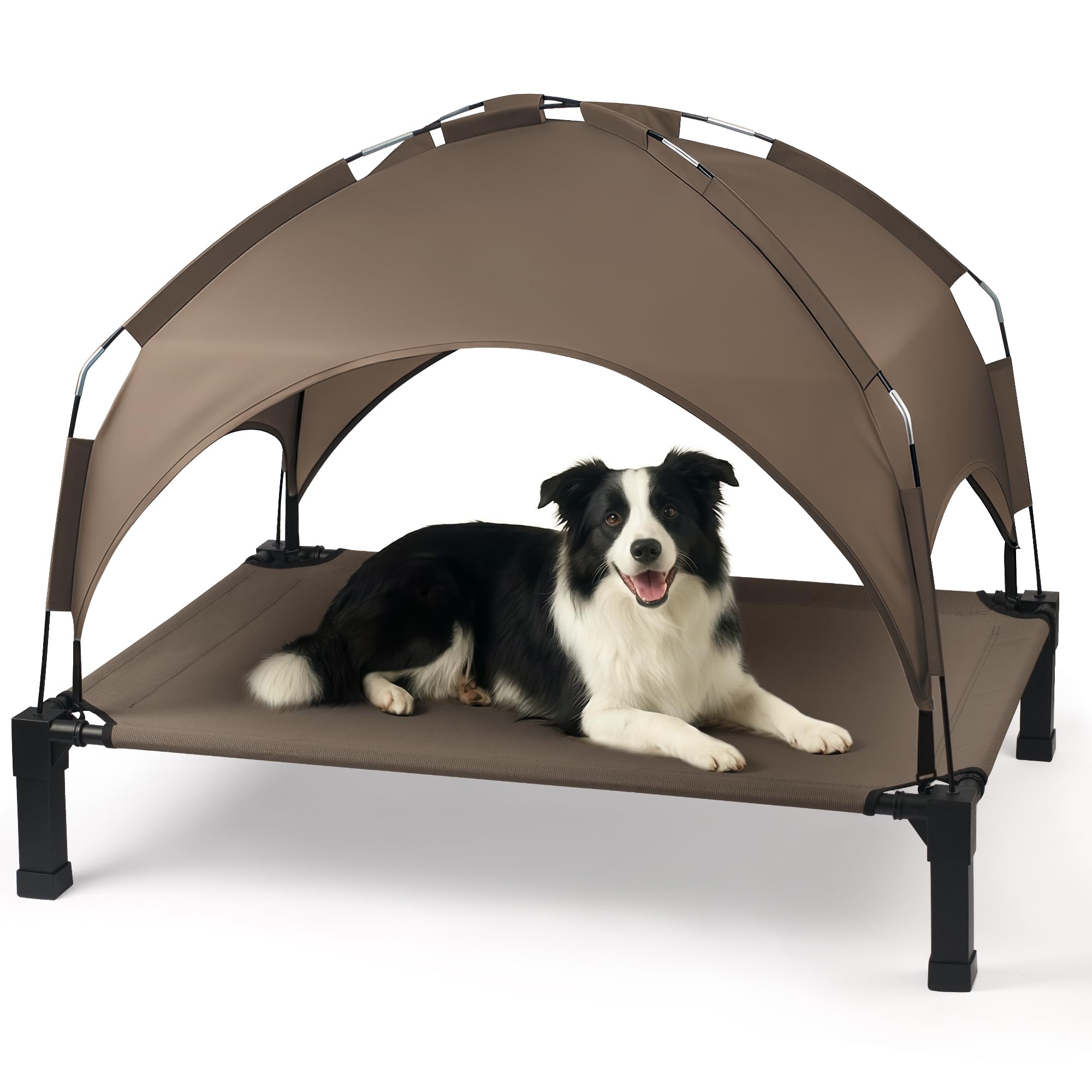 Photo 1 of Heeyoo Elevated Dog Bed with Removable Canopy, Portable Dog Cot with Sun Protection Shade Tent, Raised Pet Cooling Cot Bed for Dogs, 60in