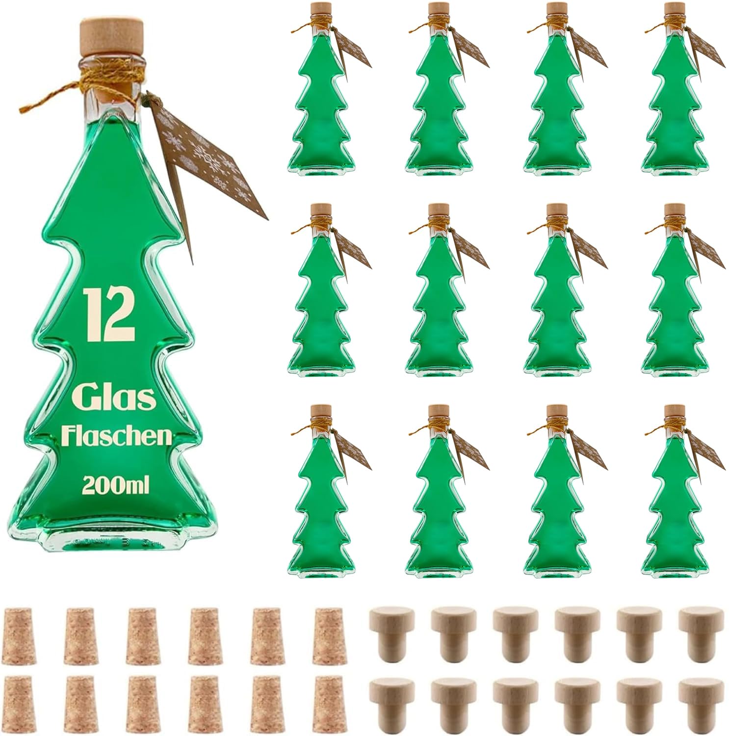Slkfactory Juego De 12 Botellas De Vidrio 250 Ml Con Cierre De Rosca – Ideal Para Licor, Zumo, Grappa Y Regalos Caseros (Botellas Pequeñas Cuadradas)