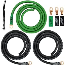 Sky High Oversized 4 Gauge AWG Big 3 Upgrade Green/Black Electrical Wiring Kit