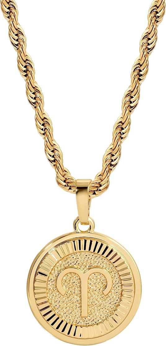 18k Gold Plated Zodiac Necklace & Pendant - Gold Necklace for Women & Men, Tarnish & Water Resistant, Birthday Gifts for Women & Men