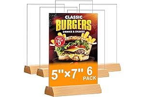 5x7 Acrylic Table Sign Holder with Wood Base, Pack of 6