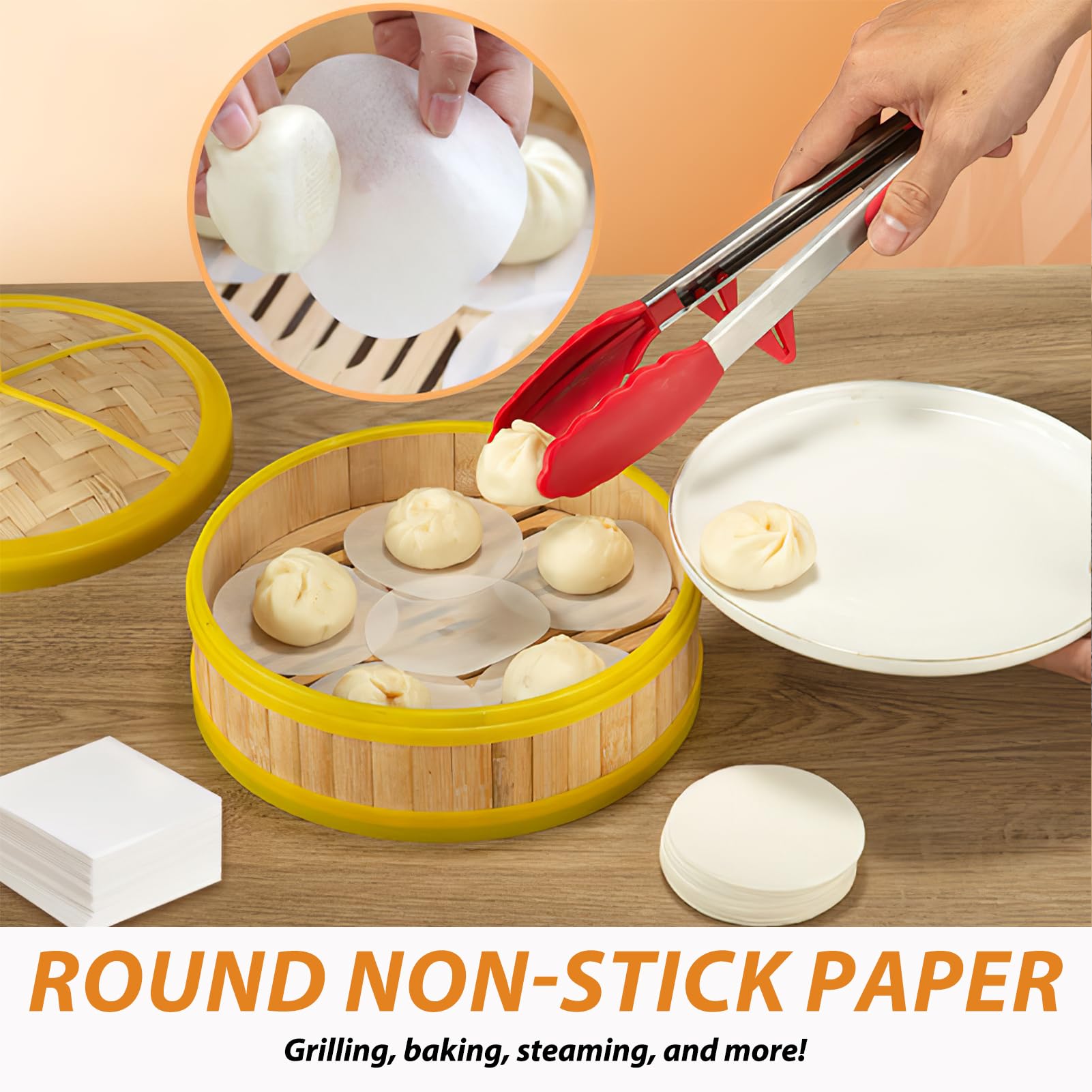 JINSIHU Papier Antiadhésif 500 Pièces 12cm Ronde Disques à Burger Papier Parchemin pour Steaks Hachés Burgers Gâteaux Barbecue