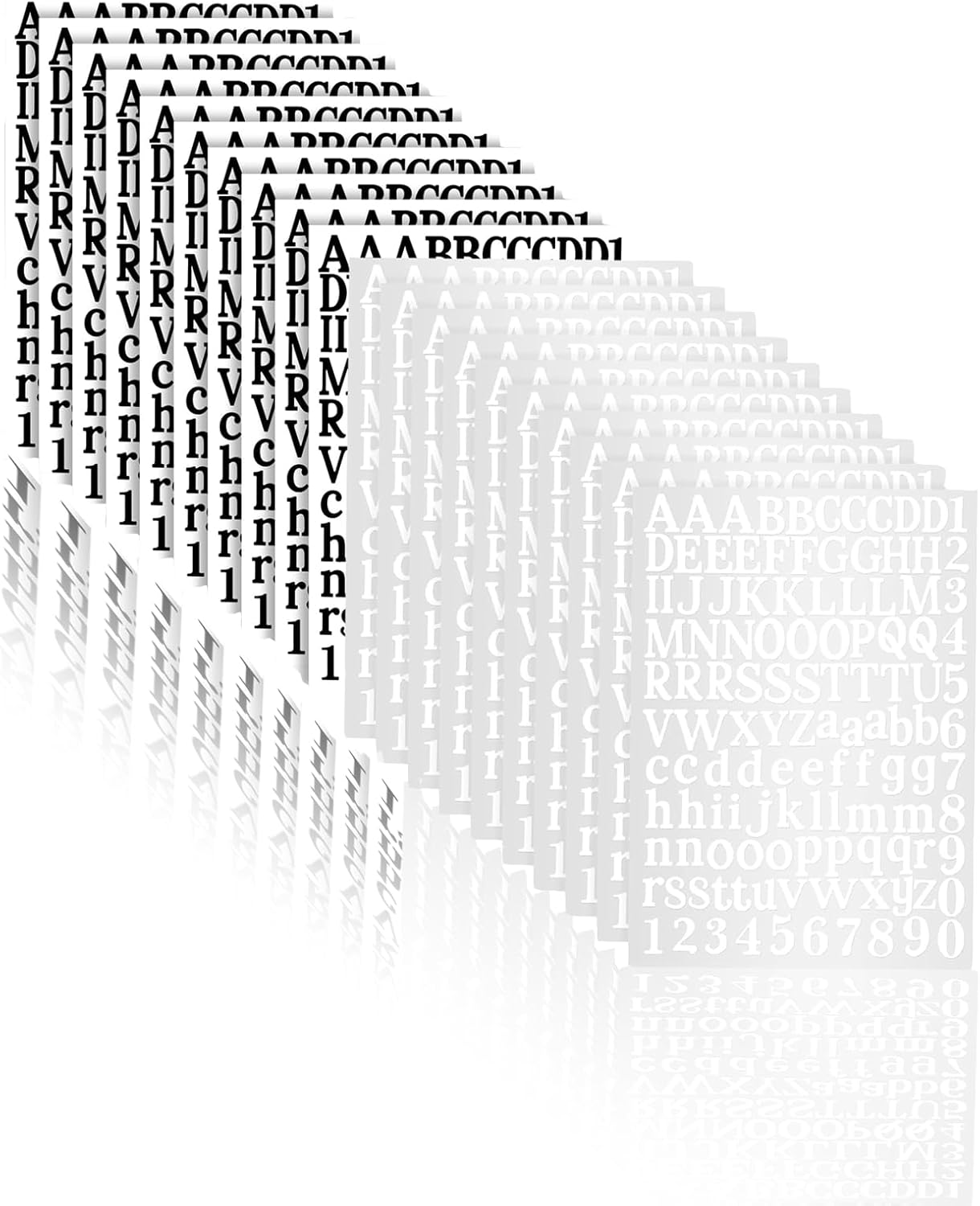 20 Sheets Vinyl Letter Stickers kit, 2400 Pcs Self-Adhesive Number and Alphabets, Mailbox Numbers Stickers for Signs, Window, Door, Business, Address Number (Black,White 1Inch)