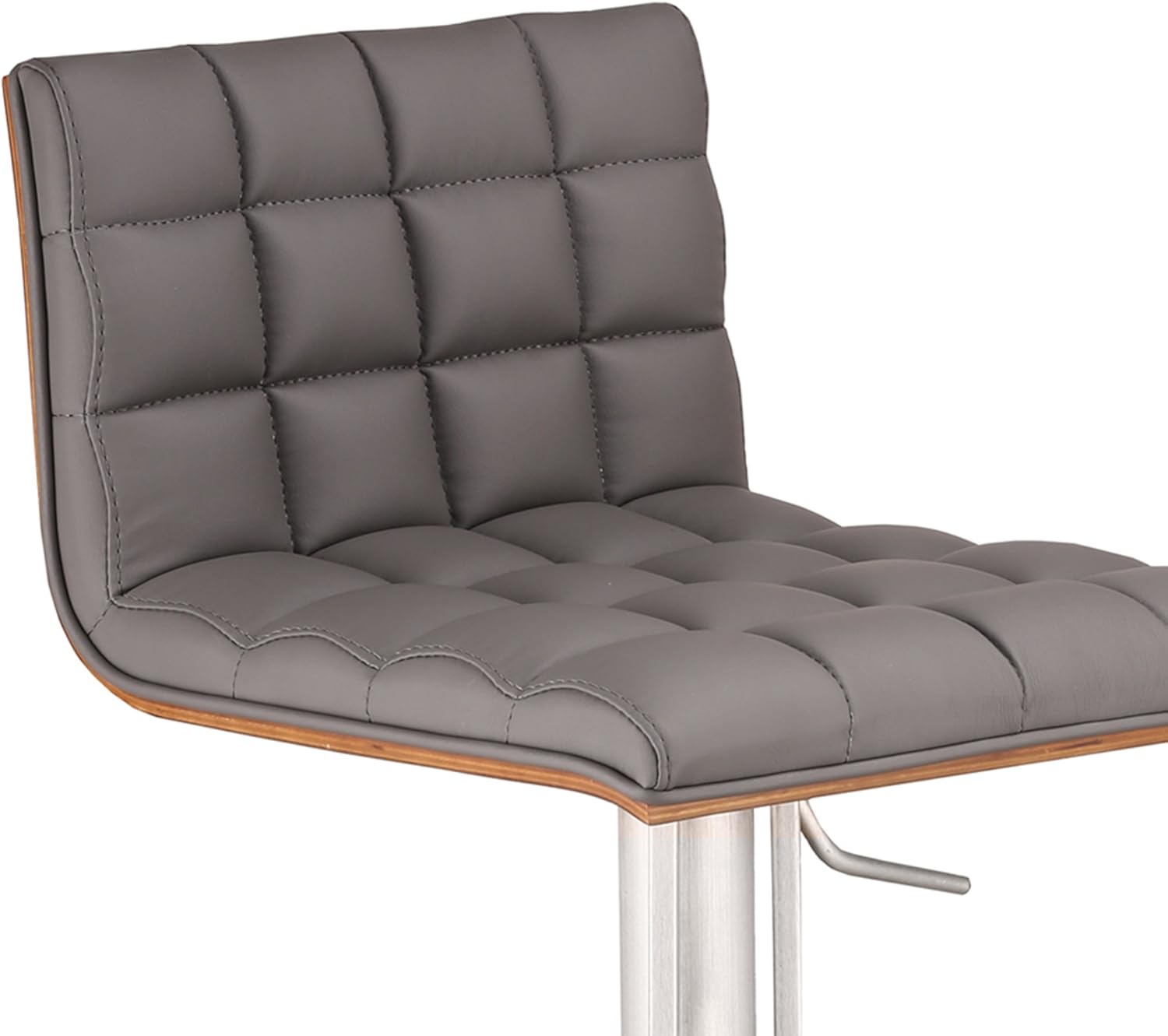 TOP оƒƒERS Armen Living Oslo Adjustable Barstool in Grey Faux Leather and Brushed Stainless Steel Finish 🛒 Flаѕh Sаlе Armen Living Oslo Adjustable Barstool in Grey Faux Leather and Brushed Stainless Steel Finish