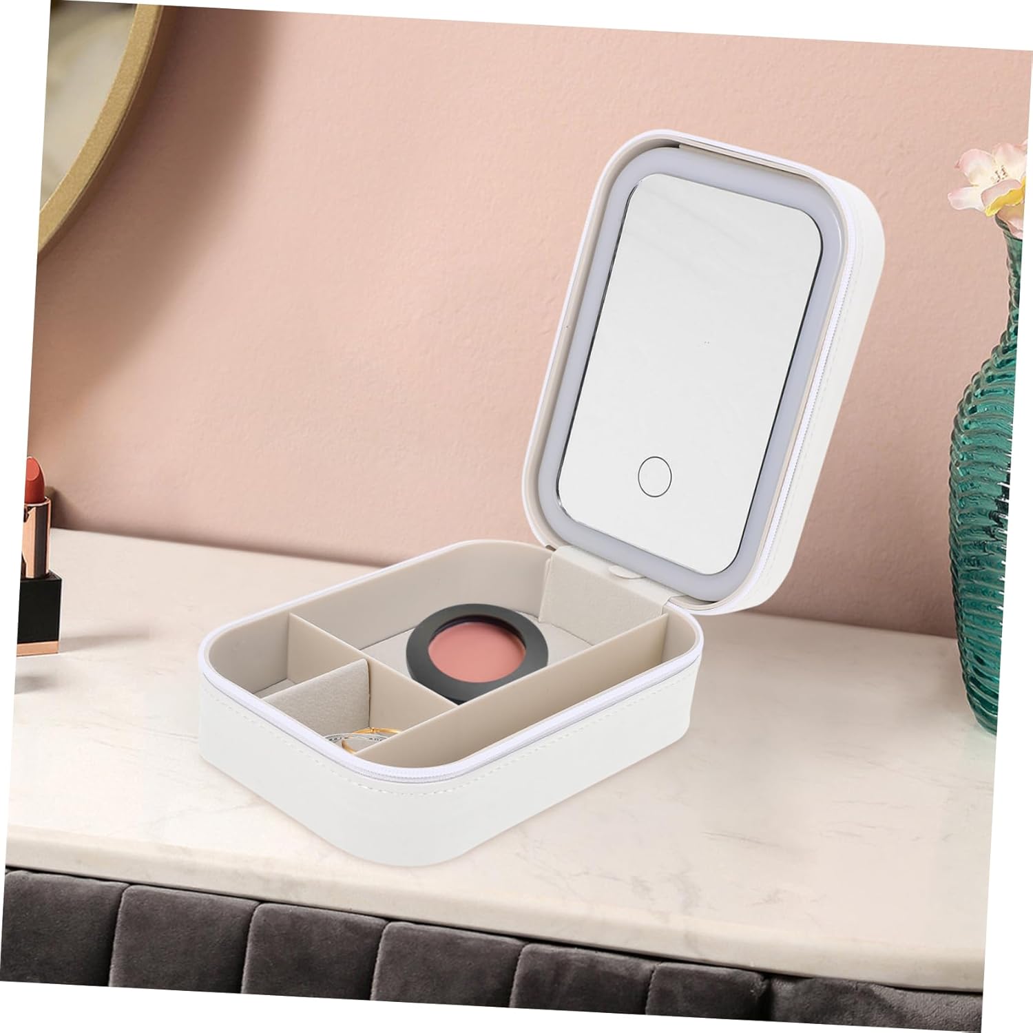 Didiseaon 5pcs Travel Makeup Organizer Box Led Lighted Mirror Makeup Case Small Box Organizer Case