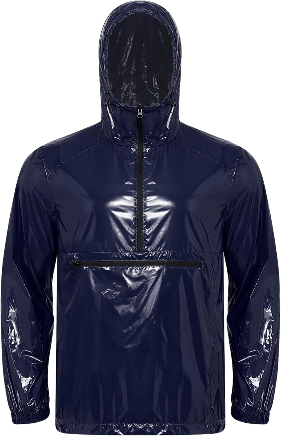 Agoky Glossy Sauna Suit for Men's Hoodie Weight Loss Sweat Suit Fitness Gym Workout PVC Anti-Rip Sportwear