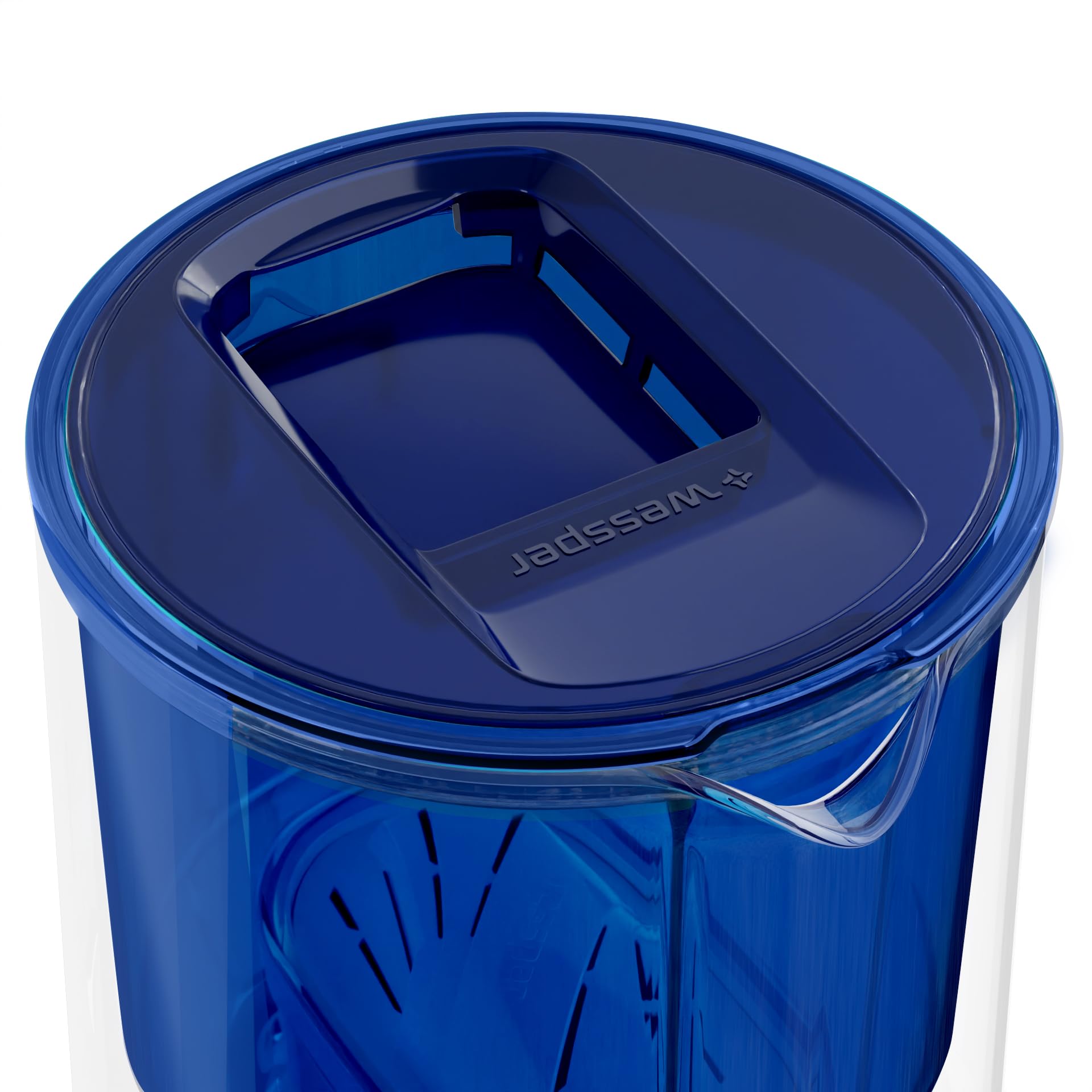 Wessper Jarra filtradora de vidrio con 1 cartucho de filtro 3 Litros | Reemplazo para Dafi Unimax Aquaphor A5 BRITA Maxtra+ PHILIPS AWP212/10 | Reduce la cal, el cloro y los Microplásticos, Azul