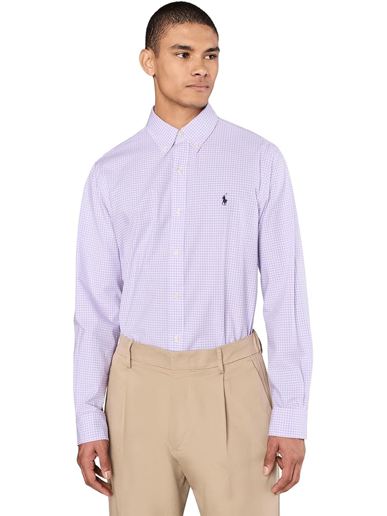 Purple Polo Ralph Lauren Classic Fit Gingham Stretch Poplin Shirt
