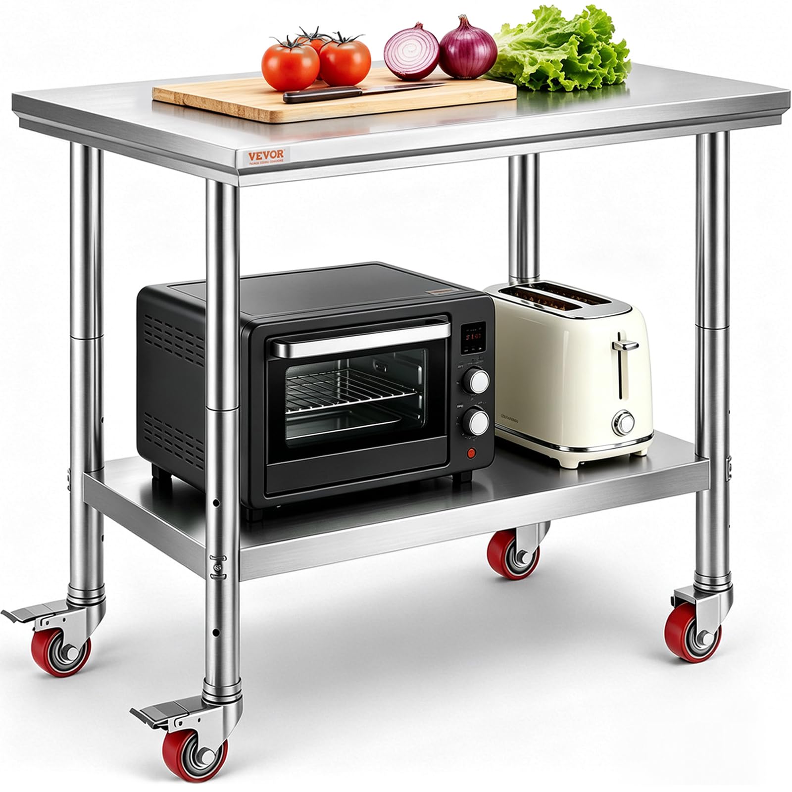 Photo 1 of VEVOR Stainless Steel Work Table with Wheels
