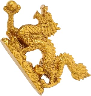Statue Decor,Bronze Statue, Money Gift New Year Dragon Statue Chinese Decor Chinese Lunar Figurine Lawn Statues Chinese Golden Dragon The Vows Cards Office Doll Resin Vintage