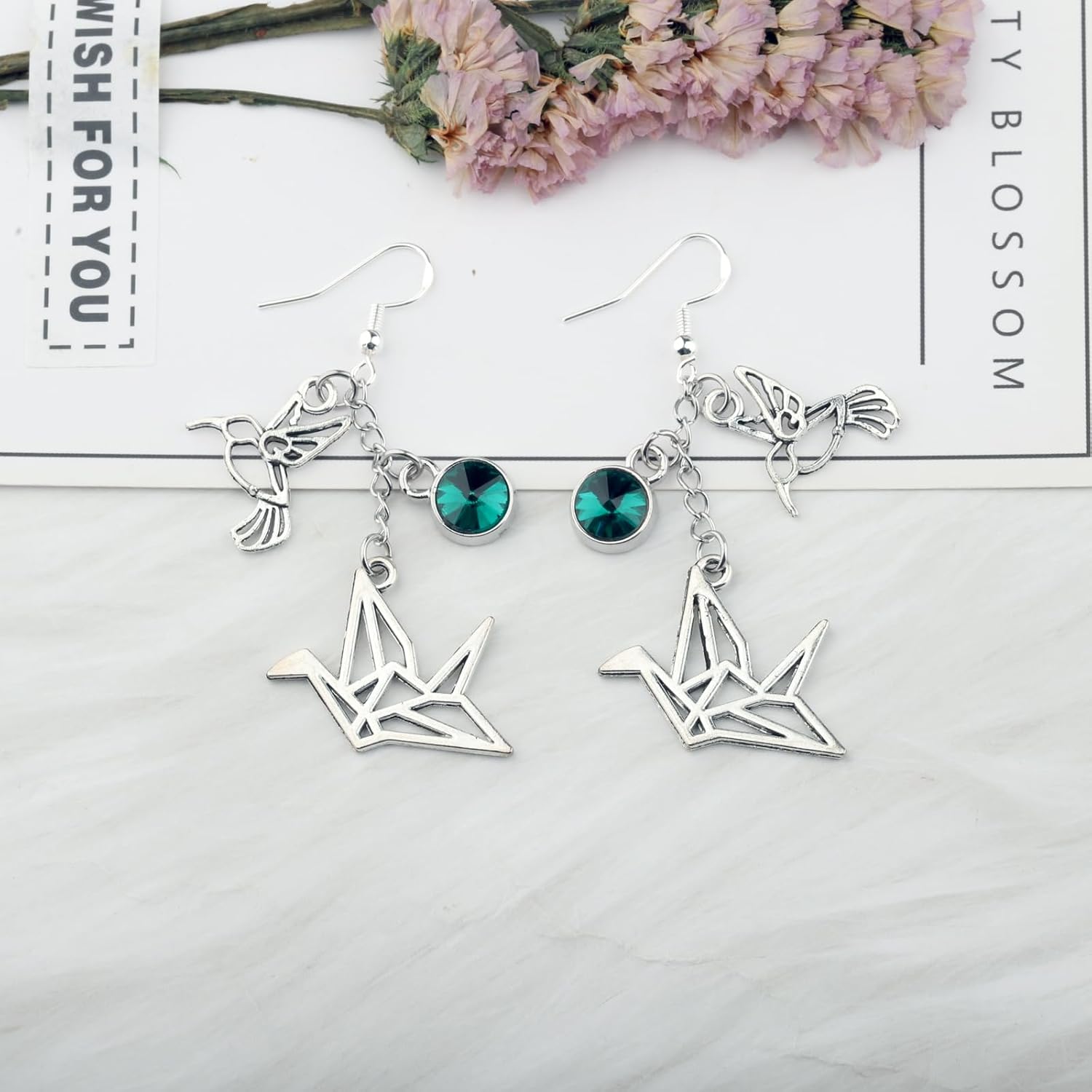 OKEYCH Fanfiction Inspired Gift Fantasy Reader Hummingbird Earrings Bookworm Jewelry Cosplay Merch - Image 3