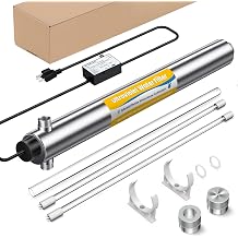 Whole House UV Water Filter System,55W 1" MNPT Inlet/Outlet Water Purifier Filter System for Whole House Water Purification,120V 12GPM High Flow, +1 Extra Bulb