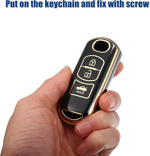 Miniatura 4 de ACROPIX Funda de TPU para llavero de entrada sin llave de 3 botones para Mazda 2 3 6 CX3 CX4 CX5 CX7 CX9 Atenza Axela MX5 Miata - Paquete de 1 negro