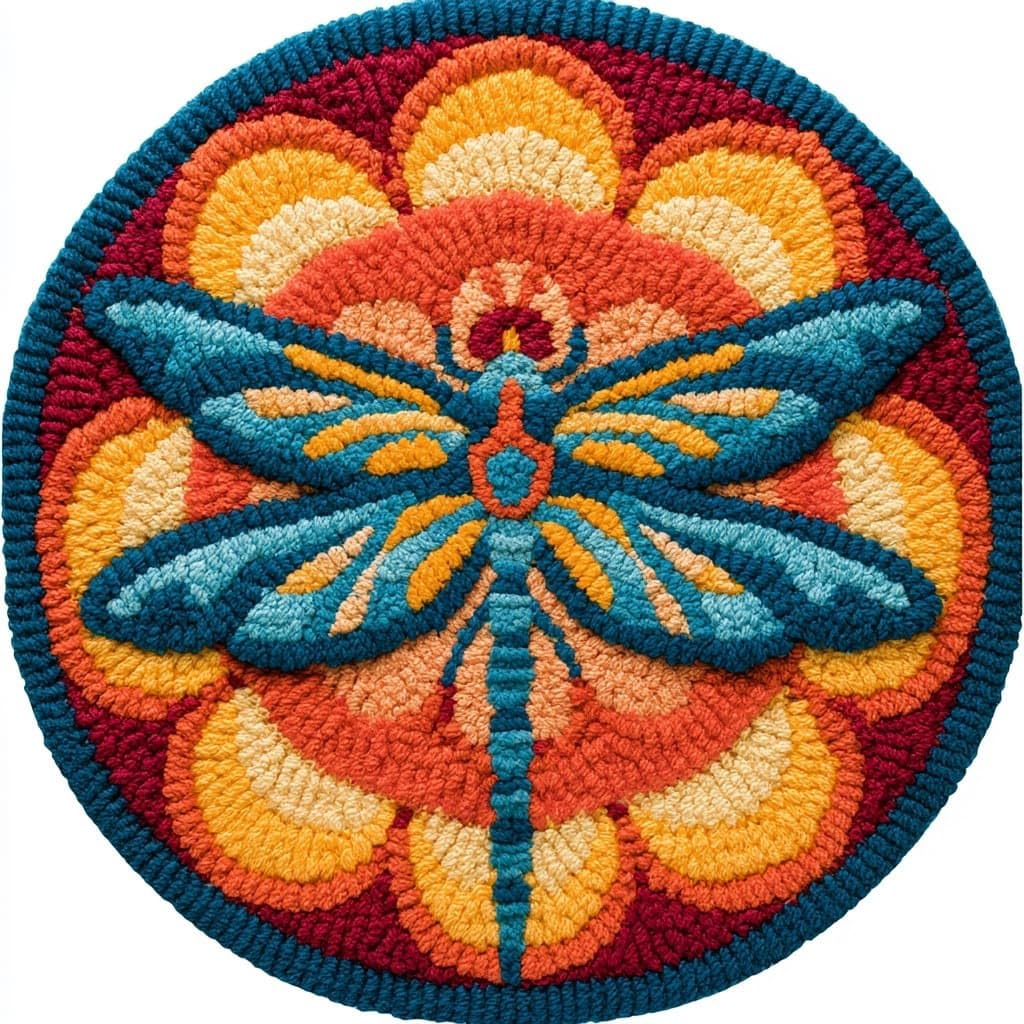 Ambattery Latch Hook Rug Kits-F Latch Hook Rug Kit Latch Hook Kits For Adults,Animal Dragonfly