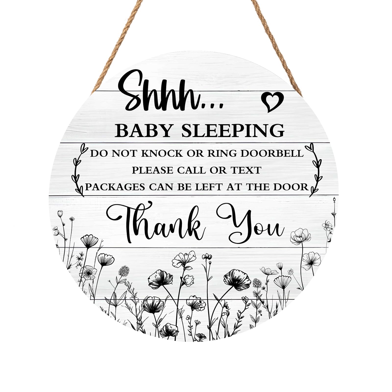 ADIKJXQH Baby Sleeping Sign For Front Door 12 X 12 Inches Wall Pediment Do Not Knock Or Ring Doorbell Sign Wooden Do Not Disturb Door Hanger Sign For