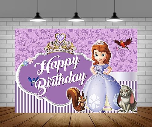 Miniatura 1 de Fondo de princesa púrpura para suministros de fiesta de cumpleaños, 5 x 3 pies, tema de princesa Sofía, cartel de baby shower para decoraciones de