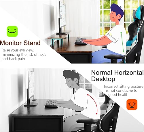 Miniatura 6 de HGD14WT - Escritorio blanco para computadora con luz LED y tomas de corriente, escritorio de juegos de 55 pulgadas con 4 cajones de tela, escritorio