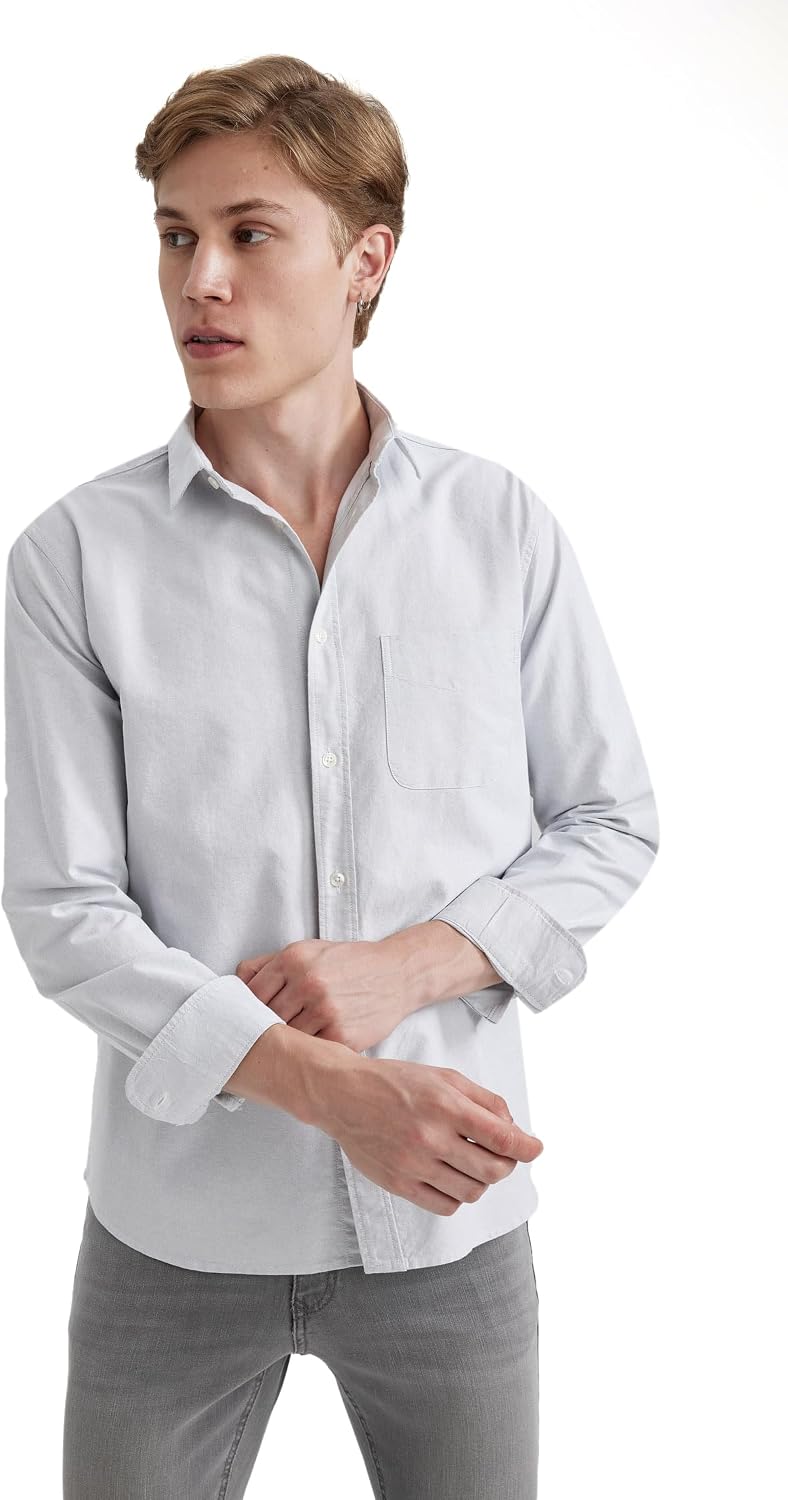 DeFacto Regular Fit Oxford Uzun Kollu Gömlek S