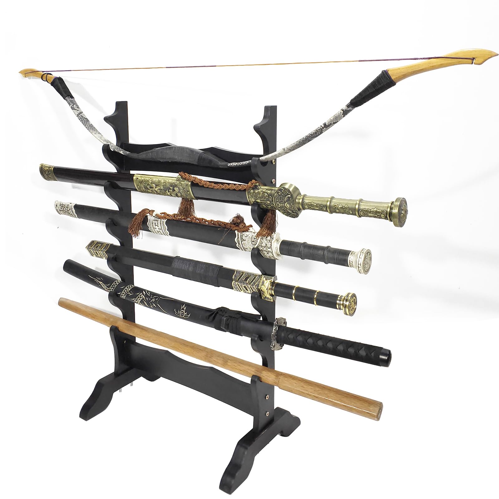 Vertical Display Stand Sword Hanger, Multilayer Floor Standing Sword Rack, 6-12 Layer Weapon Racks Martial Arts Sword Stands, Katana Holder for Disturbance Various Swords and Long Weapons