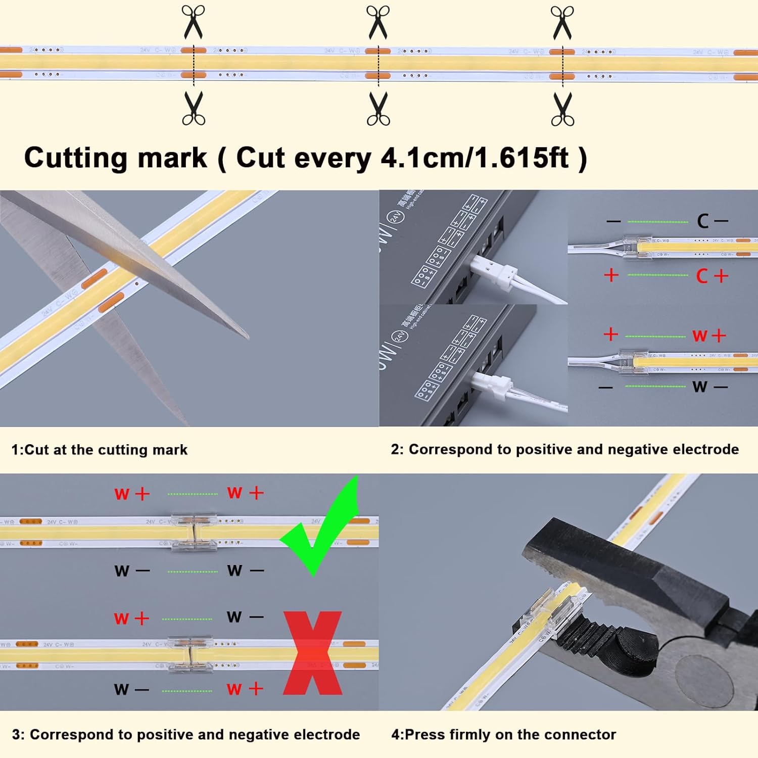 24V CCT COB LED Under Cabinet Strip Lighting 32.8ft, 2700K-6500K Cuttable LED Tape Light CRI 93 with Remote Controller and Power Supply for Kitchen Bookcase Shelf Display Room